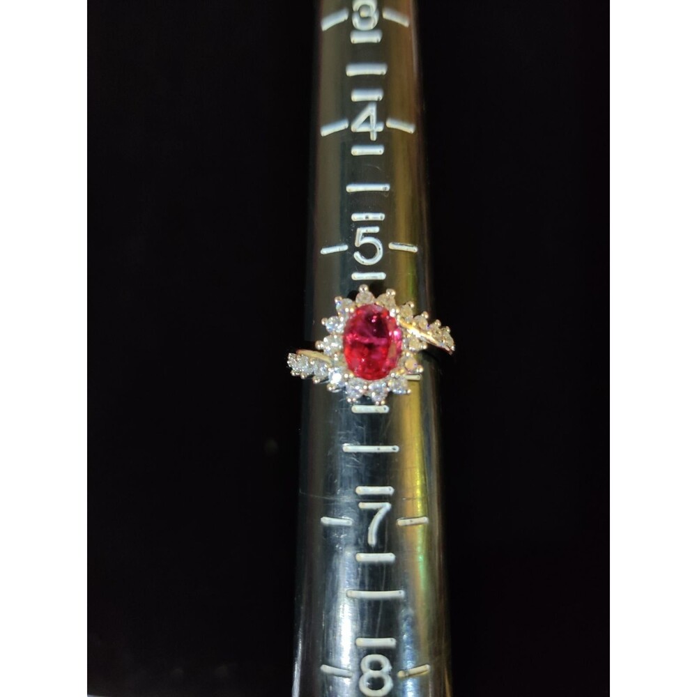 Sterling Silver Red Rhinestone Ring - Picture 2 of 5